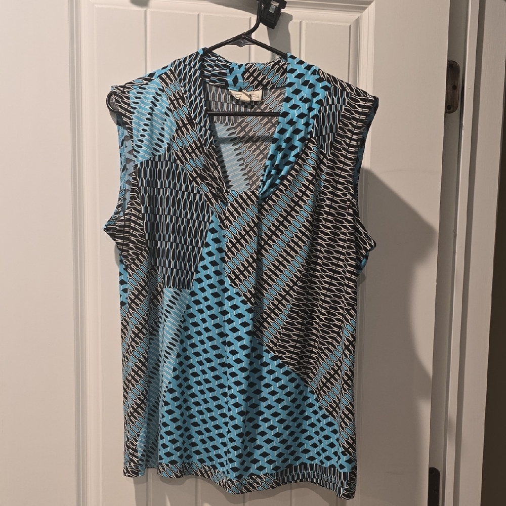 Stylish Blue and Black Patterned Women's Top